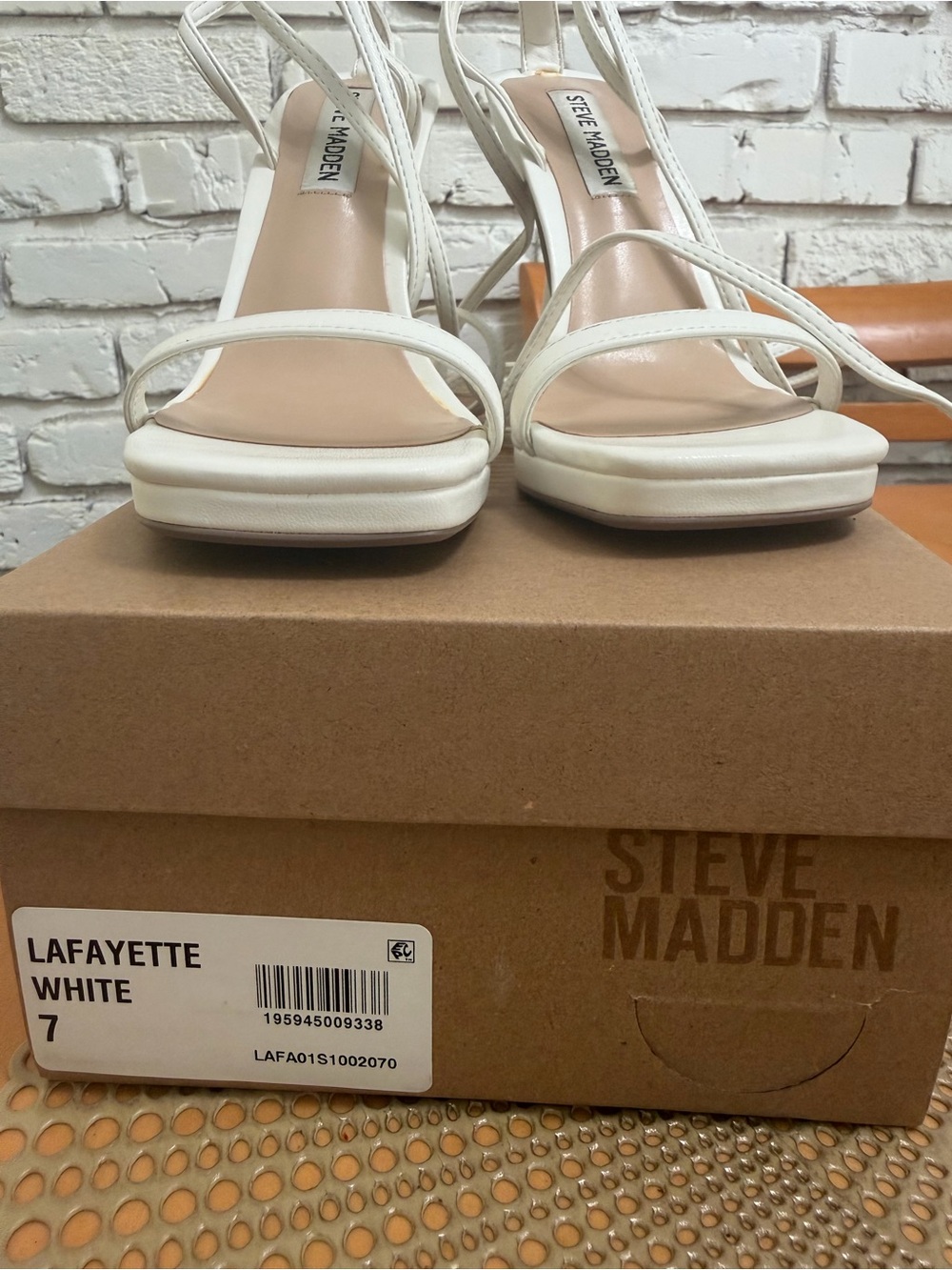 Steve Madden White Strappy Platform Heels